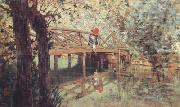 Telemaco signorini The Wooden Footbridge at  Combes-la-Ville (nn02) oil painting on canvas
